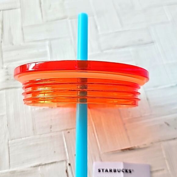 Starbucks Tumbler Puffy Gradient Ombre Orange Pink Blue 24 Oz. Cold Cup (NWT) - Picture 5 of 6